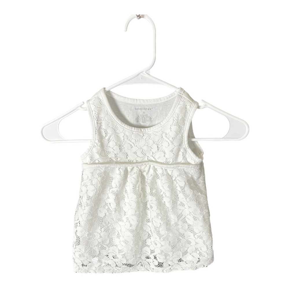 Healthtex Lace‎ Tank Top Girls White Sleeveless Floral Toddler 4T